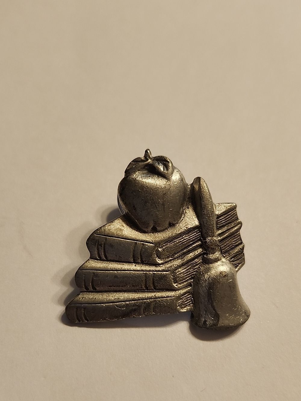 Lindsay Claire Books & Bell Brooch with Apple Pewter Pin